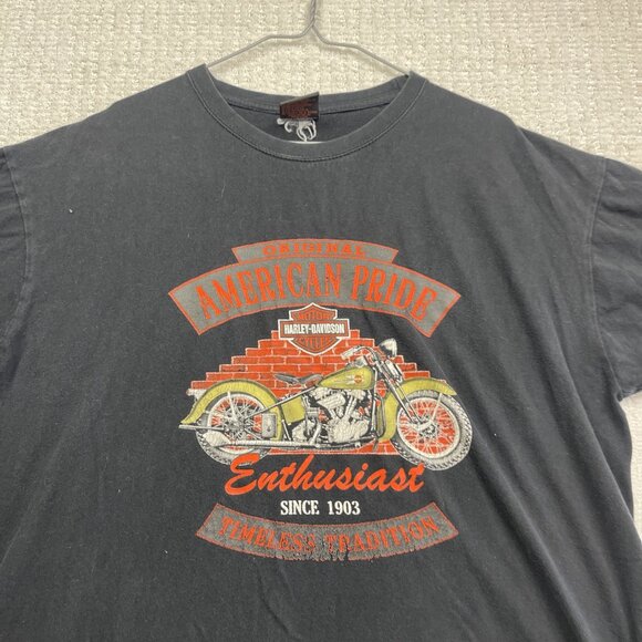 Y2K Harley Davidson American Pride USA Motorcycle T Shirt Black men Read - Picture 2 of 13